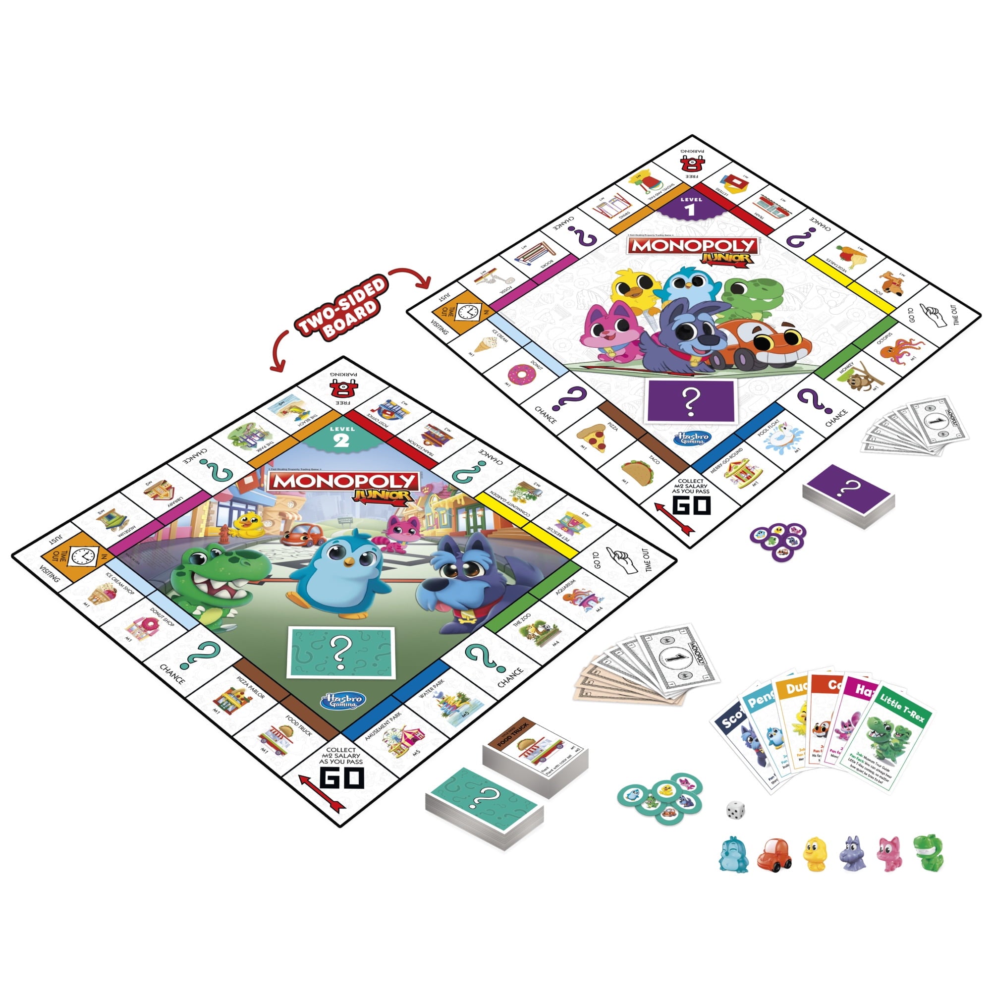 Monopoly Junior Board Game, 2-Sided Gameboard, 2 Games in 1 for Kids,