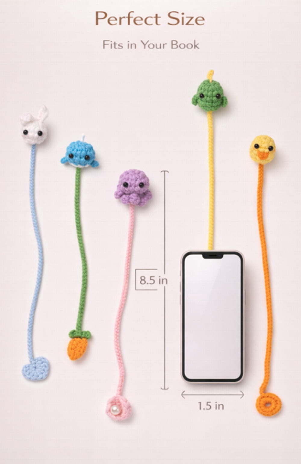 6 Pack Animal Bookmark Crochet Kit for Beginners, Christmas Amigurumi