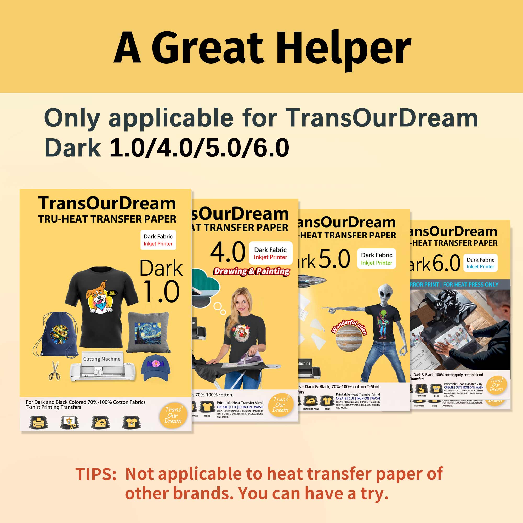 "TransOurDream Tru-Transfer Tape for Dark Fabric Heat Transfer Paper,