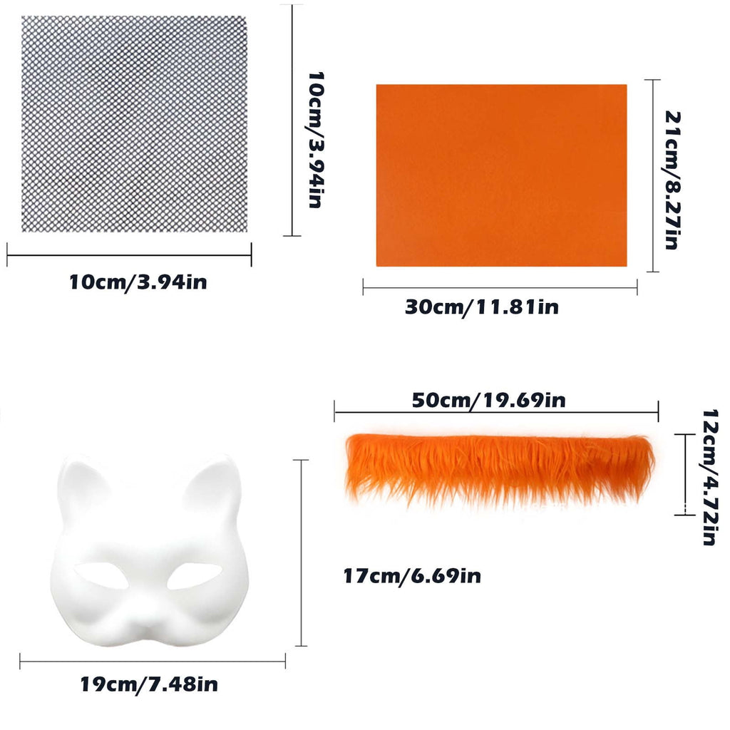 DIY Cat Mask Craft Kit, Blank Felt & Plush Material Set for Therian Ge