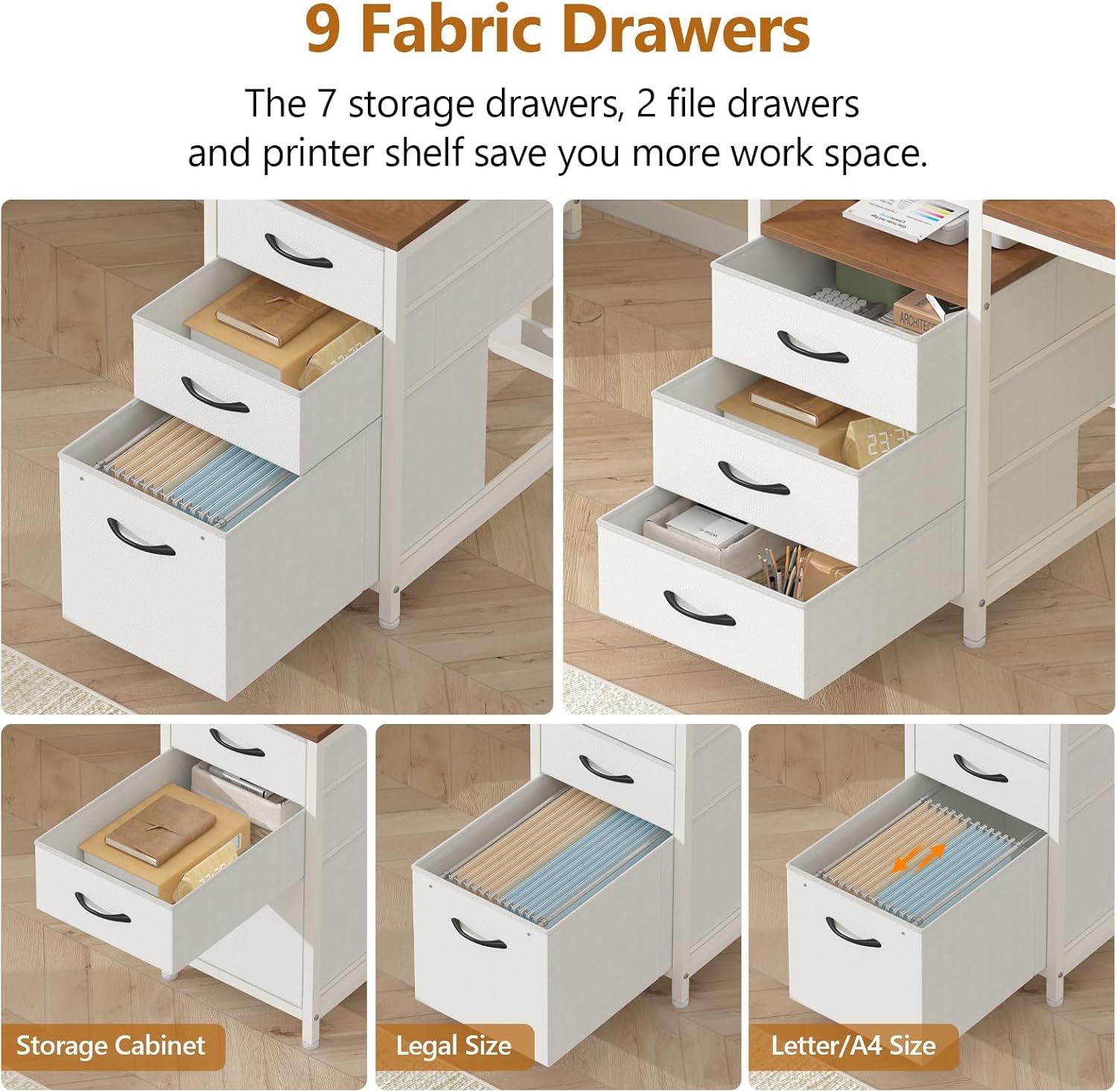 Brown White Two Person Computer Desk Monitor Stand Plus