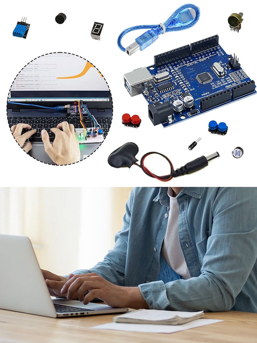 Educational Programming Kit with Breadboard Power Supply Resistors LED