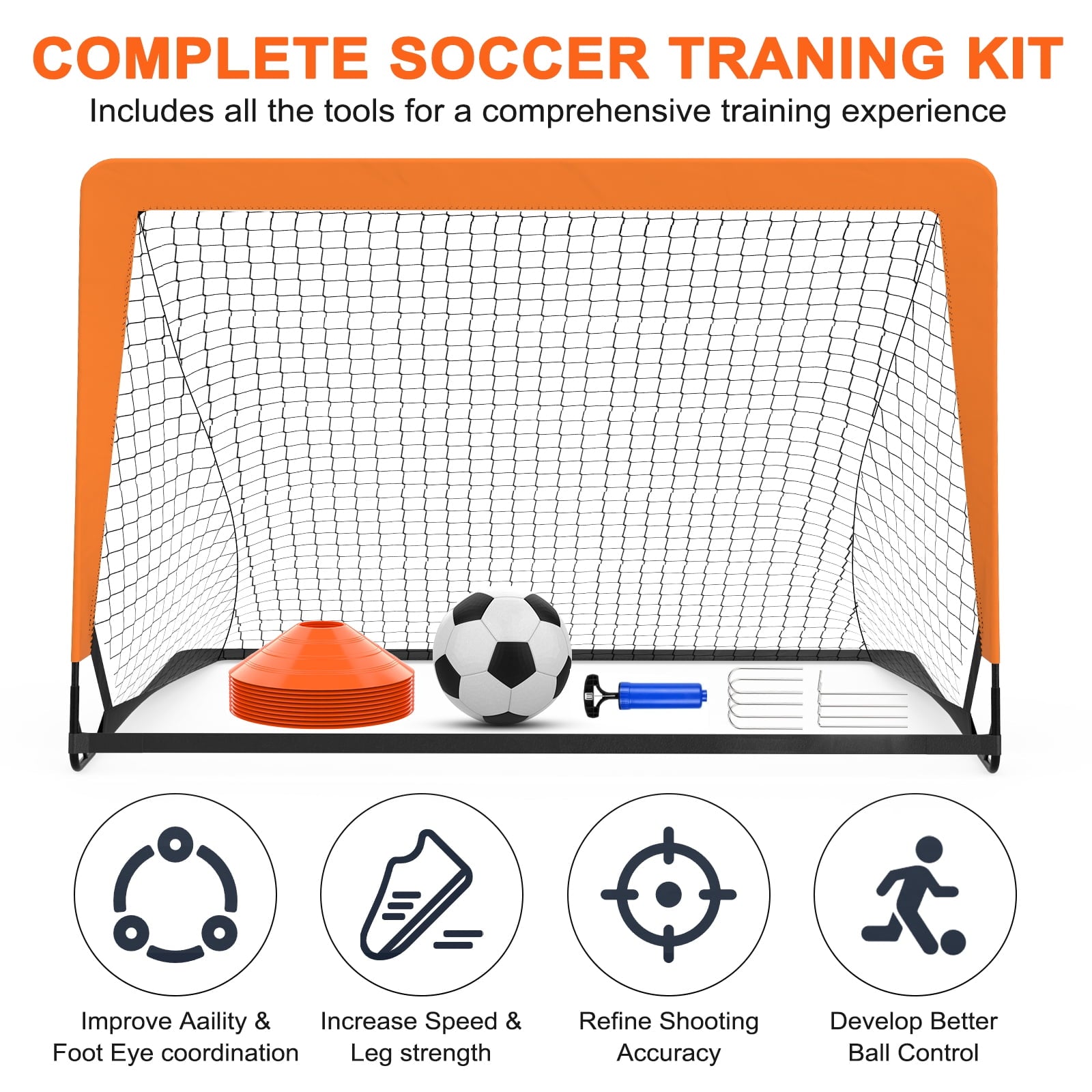 4 x 3FT Kid Soccer Goals for Backyard, Portable Pop Up Soccer Goal Tra