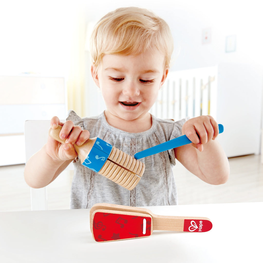 Hape: Percussion Duo - Wooden Clapper & Guiro Hand Musical Instruments