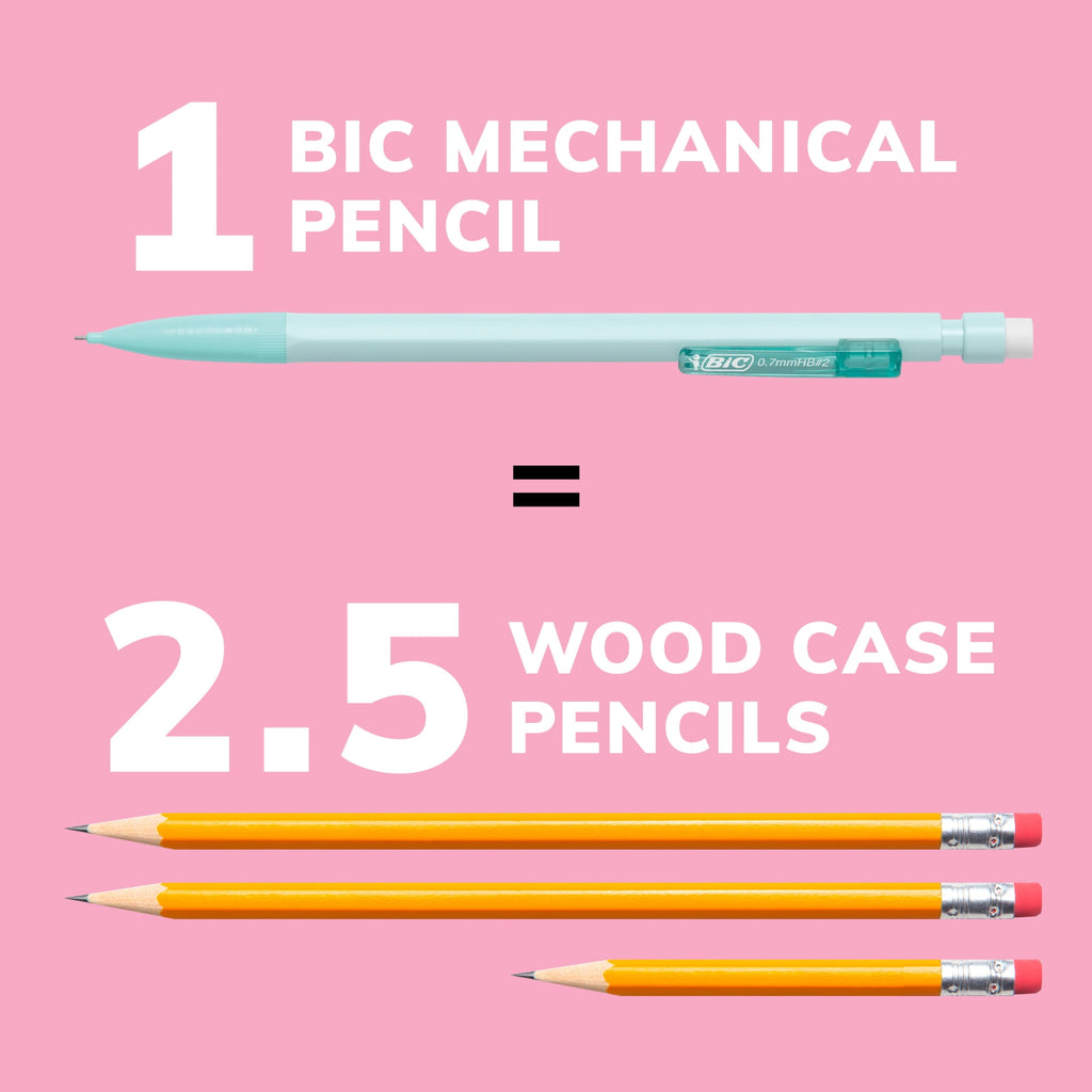 BIC Xtra-Smooth Pastel Mechanical Pencils with Erasers, 0.7mm Medium P