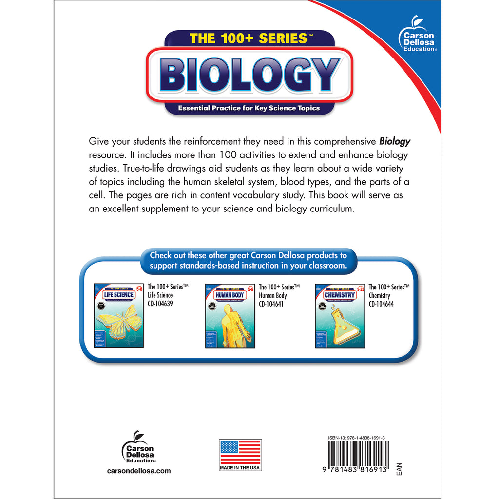 Carson Dellosa The 100+ Series™ Biology Workbook (128 pages) Grade 6