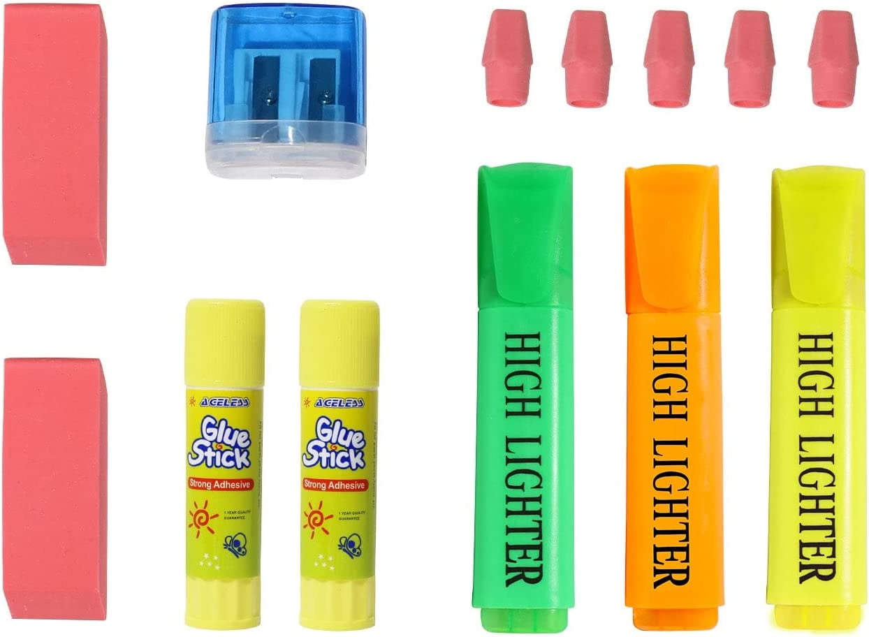 52 Piece Back to School Supply Kit for K-12 - Essentials Box of Suppli