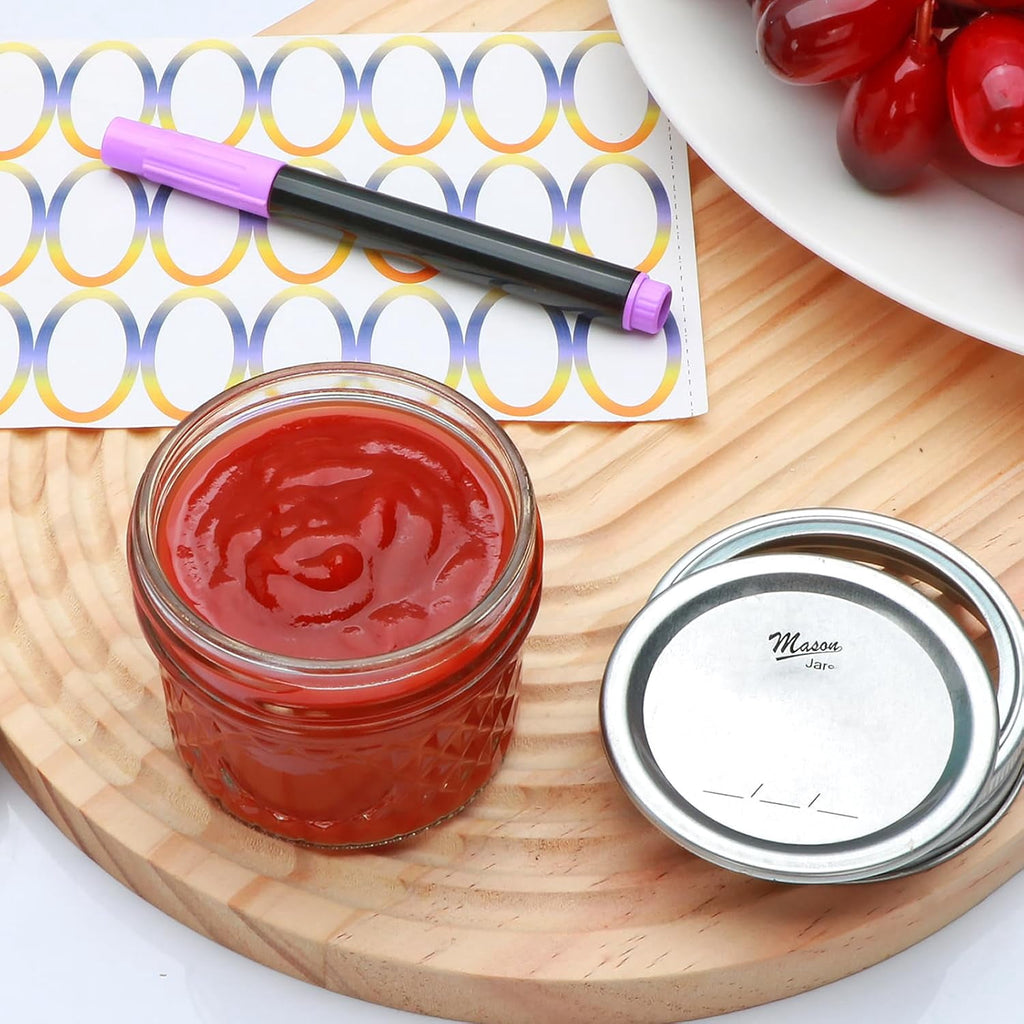 Mini Mason Jars, Canning Jars, 4oz Mason Jars with Silver and Yellow L
