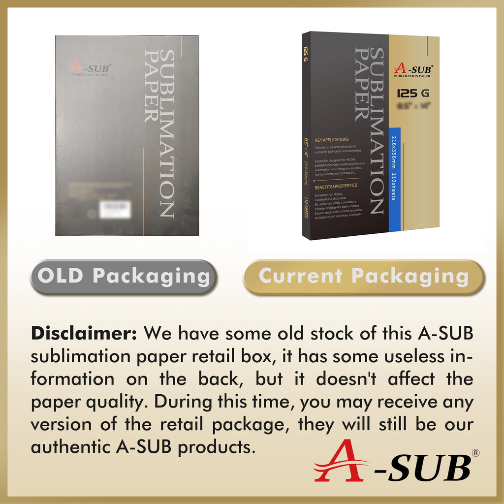 A-SUB Sublimation Paper 8.5x11 Inch 110 Sheets for Any Inkjet Printer