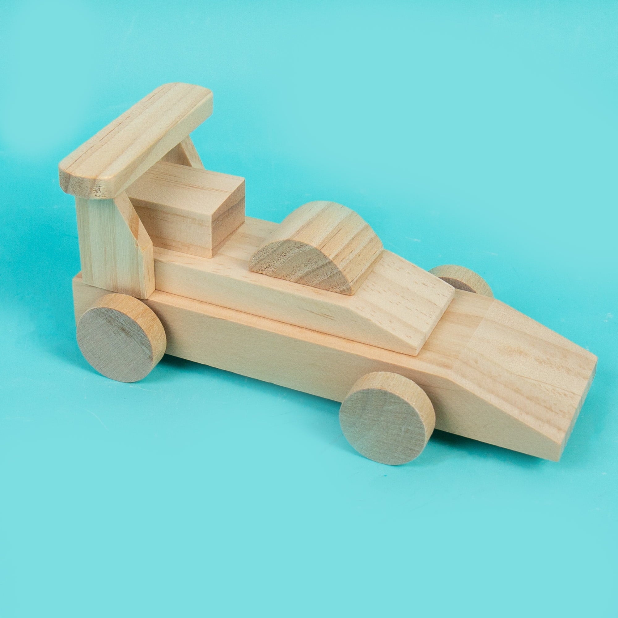 Hello Hobby Multicolor Build Your Own Wooden Race Car, 21 Pieces, Boys