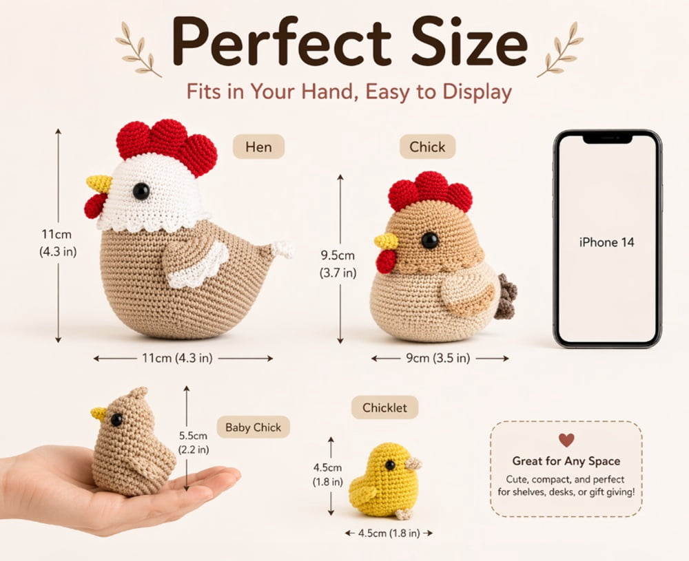4 Pack Chicken Family Crochet Kit for Beginners, Chicken Amigurumi Sta