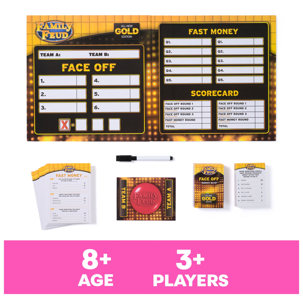 Family Feud Game, All-New Gold Edition Steve Harvey Board Game for Hil