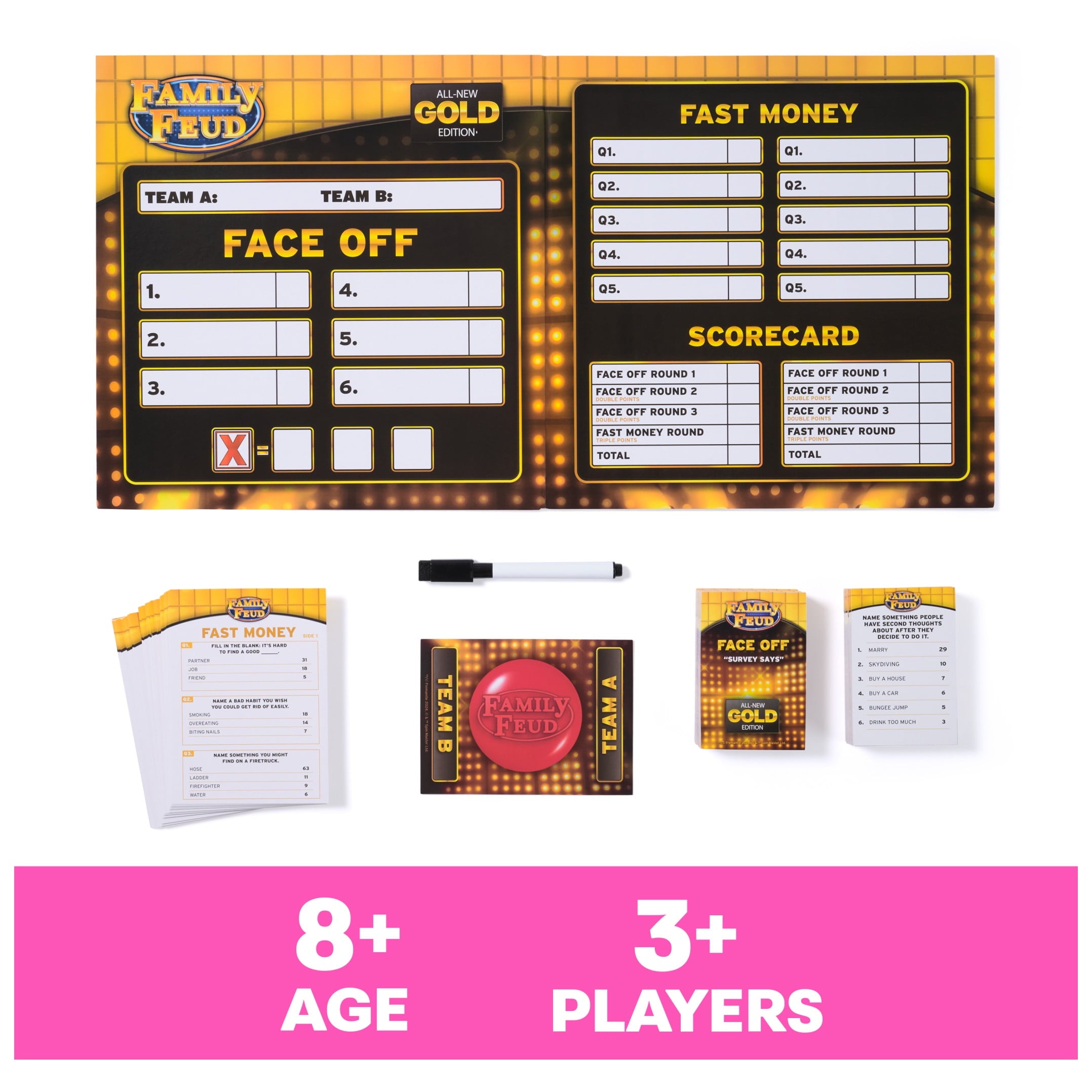 Family Feud Game, All-New Gold Edition Steve Harvey Board Game for Hil