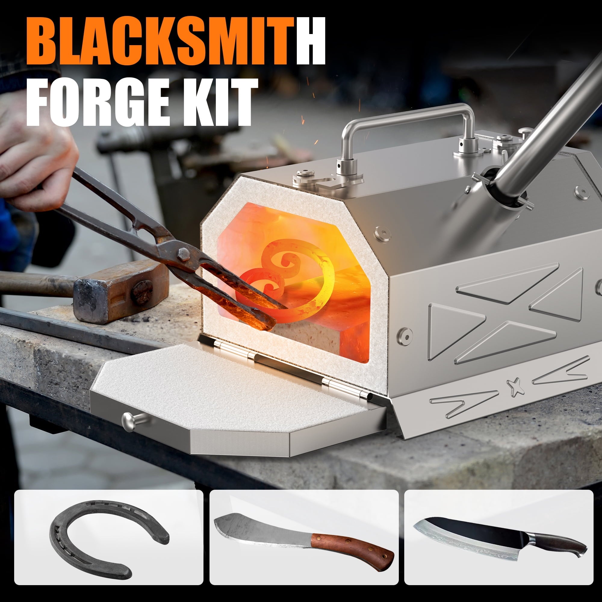 Nelyrho Portable Blacksmith Beginner Forge Kit With 30PSI Regulator, S