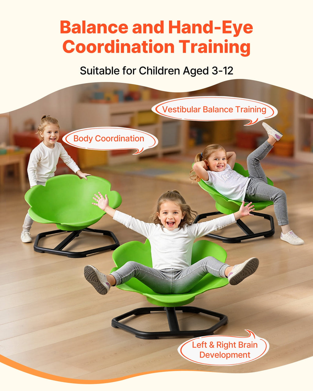 Kids Swivel Chair - green, 220lbs Capacity