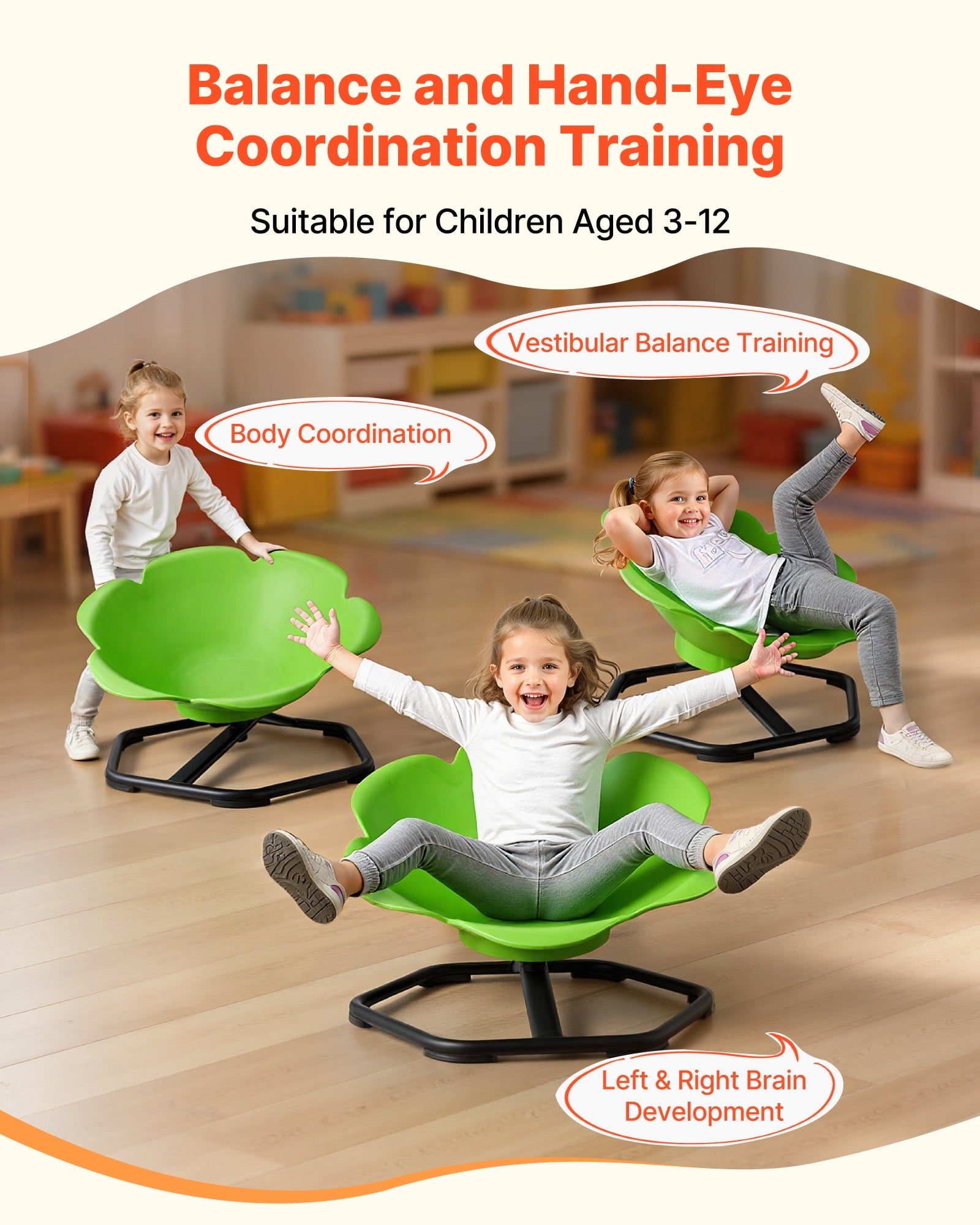 Kids Swivel Chair - green, 220lbs Capacity