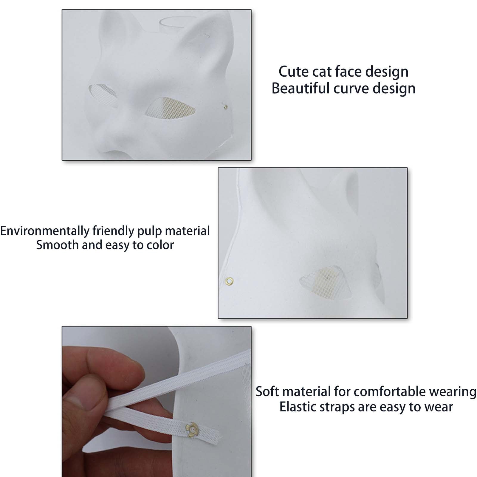 DIY Cat Mask Craft Kit, Blank Felt & Plush Material Set for Therian Ge