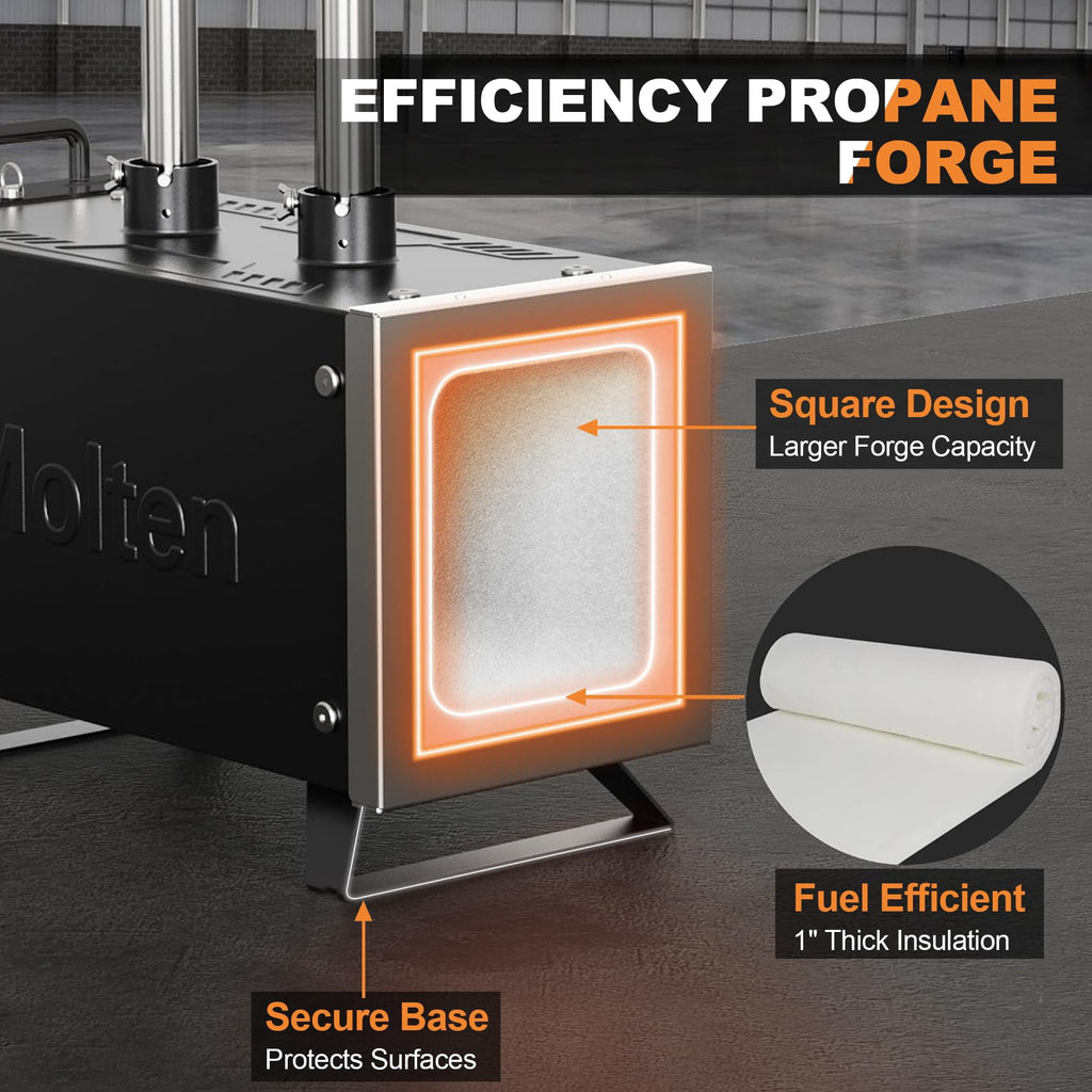 MMasters Portable Propane Forge, 2-Burner 2600°F Blacksmithing Forge