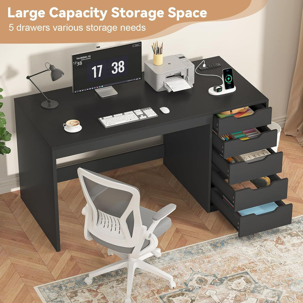 47 Inch Computer Desk With Multifunctional Storage