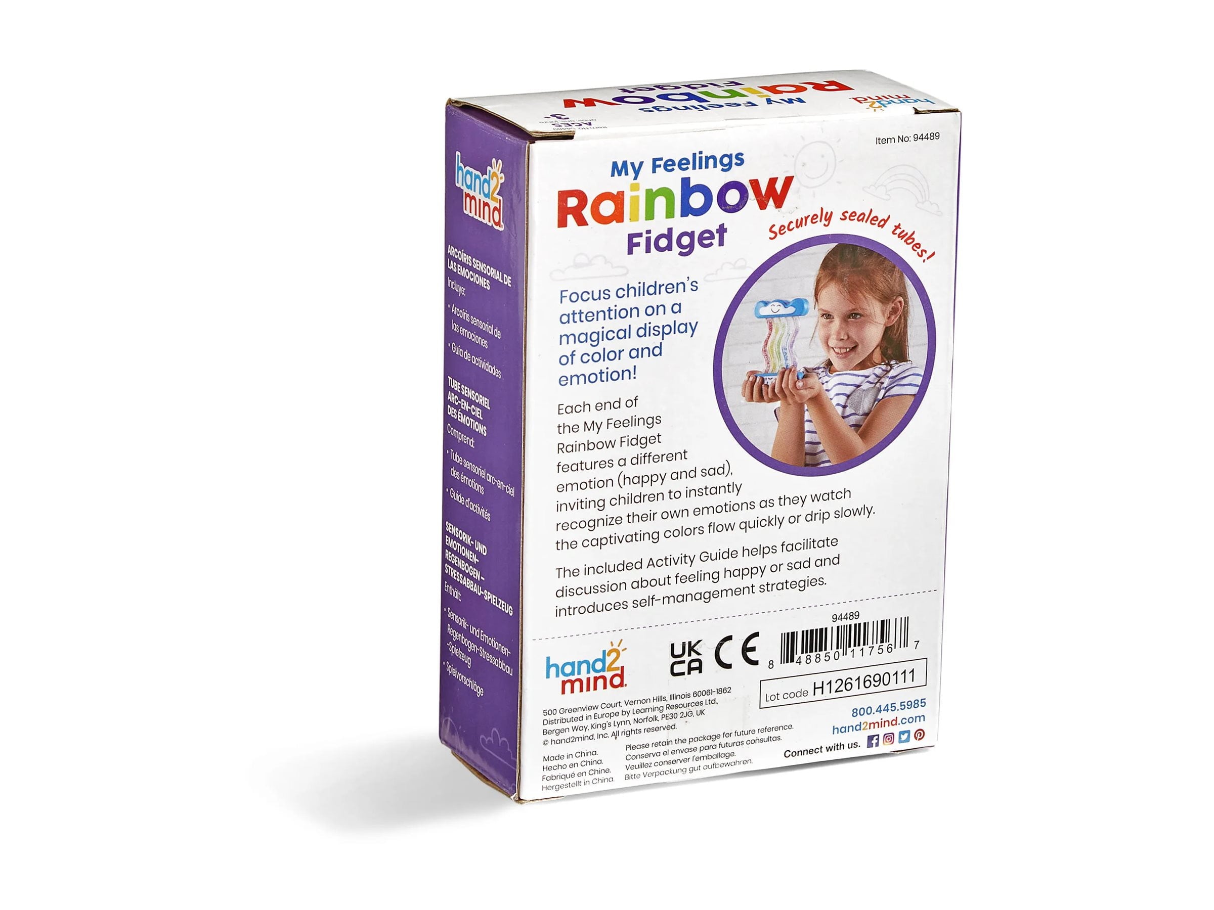 hand2mind Express Your Feelings Rainbow Sensory Fidget Tubes, Calm Dow