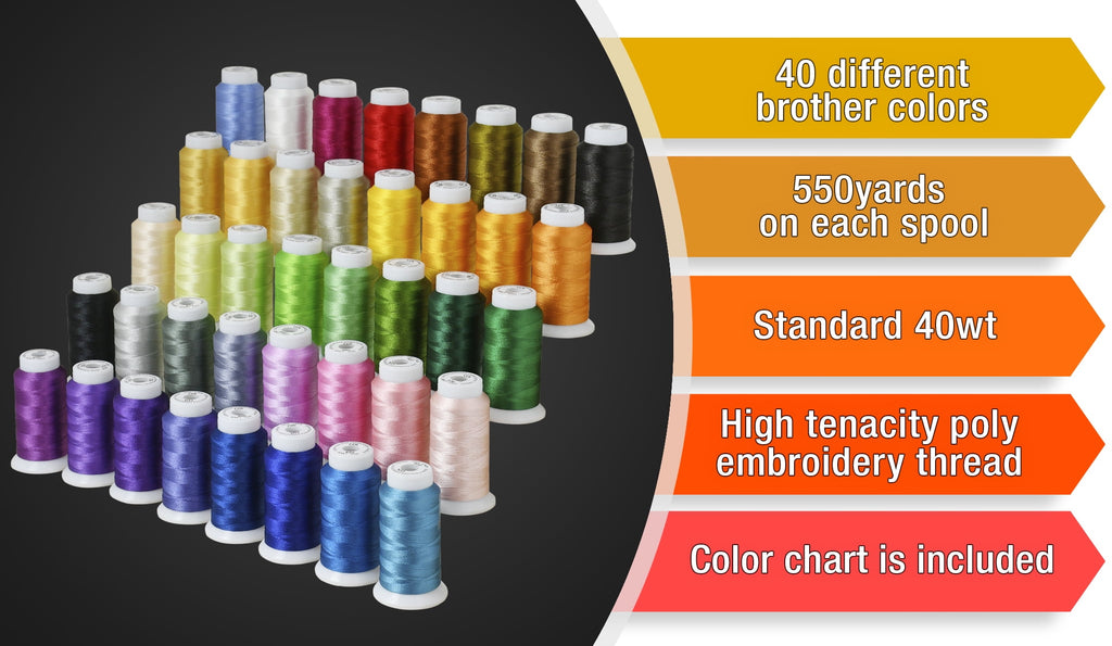 New Brother 40 Colors Embroidery Thread Set 40wt Polyester Threads fro