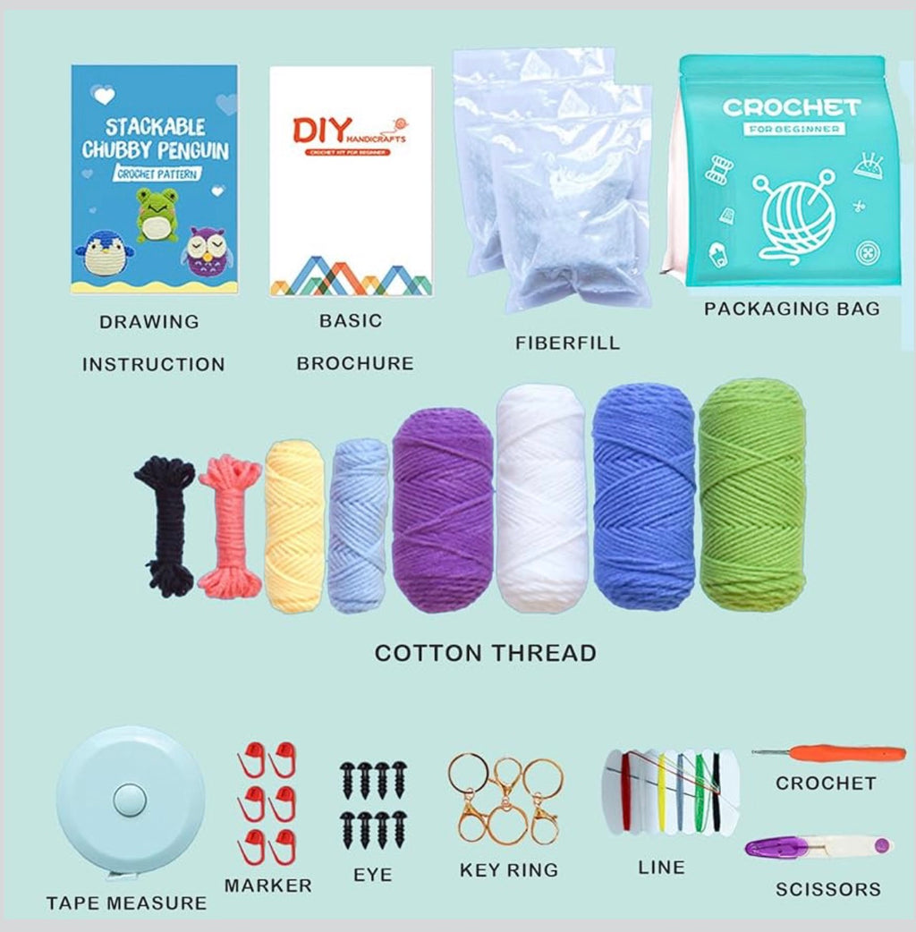 Crochet Kit for Beginners, 3 Animal Pattern Beginner Crochet Kits,Knit