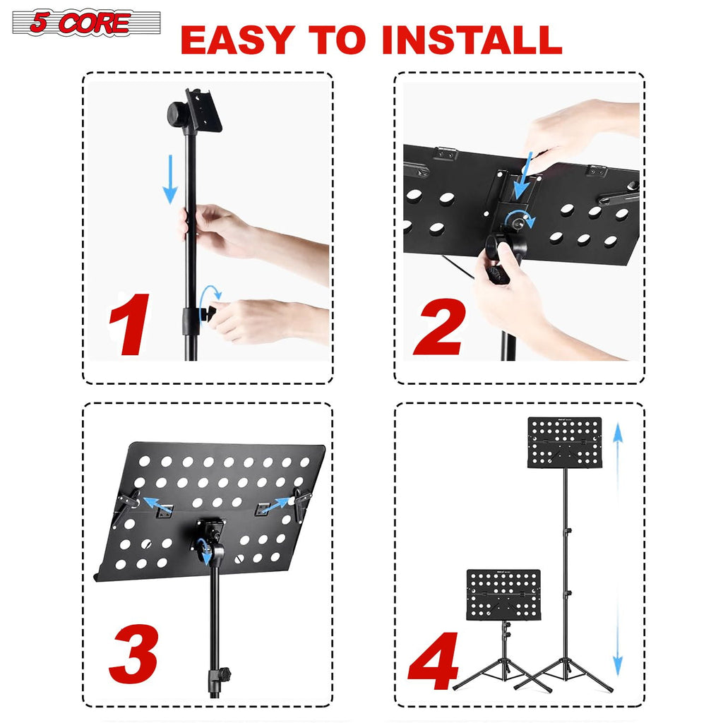 Adjustable Height Music Stand with Lightweight Foldable Design & Page