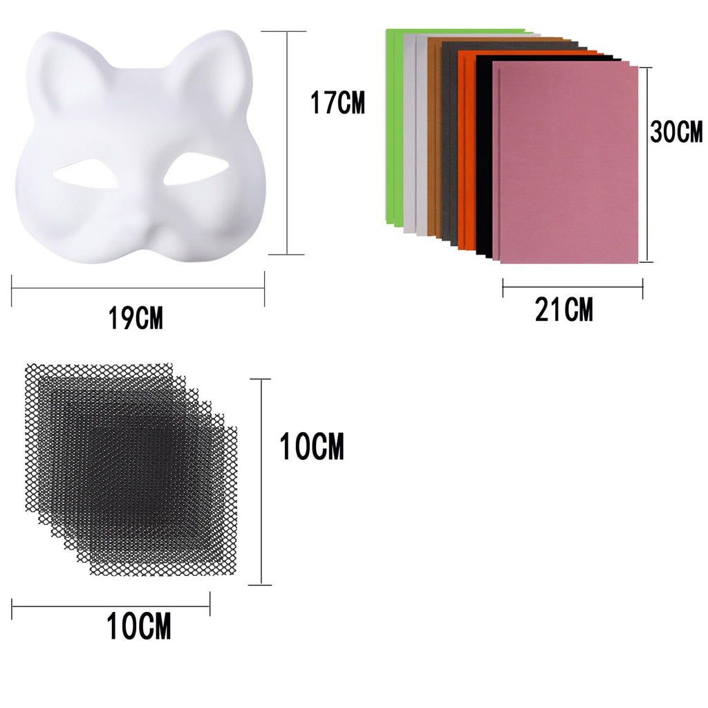 DIY Therian Mask Kit Blank Cat Mask with Felt Fabric Sheet Plush Eye M