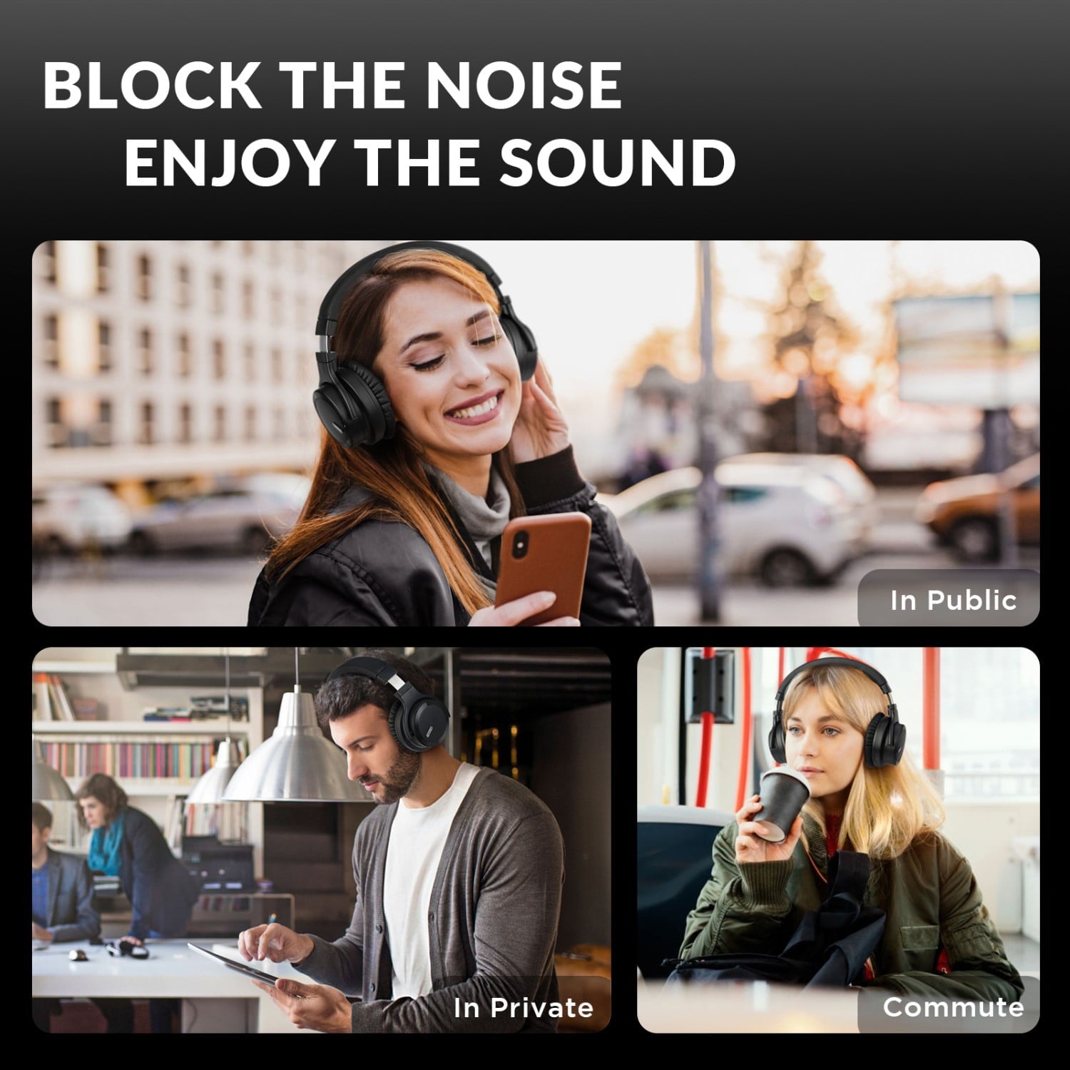 Bluetooth Headphones Noise Cancelling Headphones Wireless & Wired over