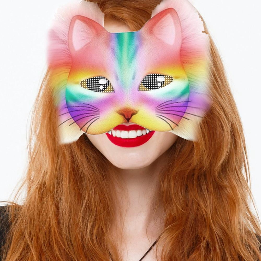 DIY Cat Mask Craft Kit, Blank Paper Mask with Colored Felt & Plush Fab