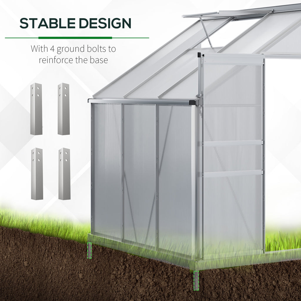 Outsunny 6' x 4' Aluminum Lean-to Greenhouse Polycarbonate Walk-in Gar