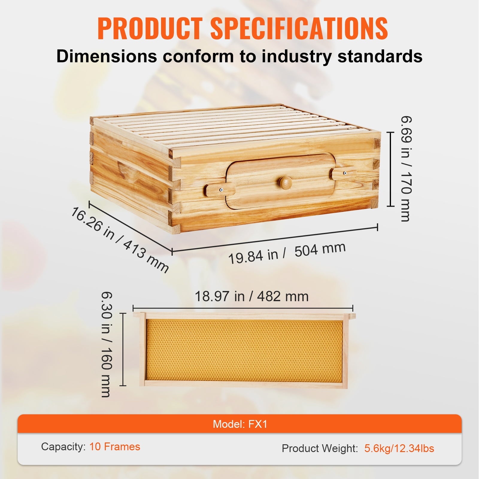 KFFKFF Beekeeping Starter Set, fir Wood Coated with Pure Beeswax, Lang