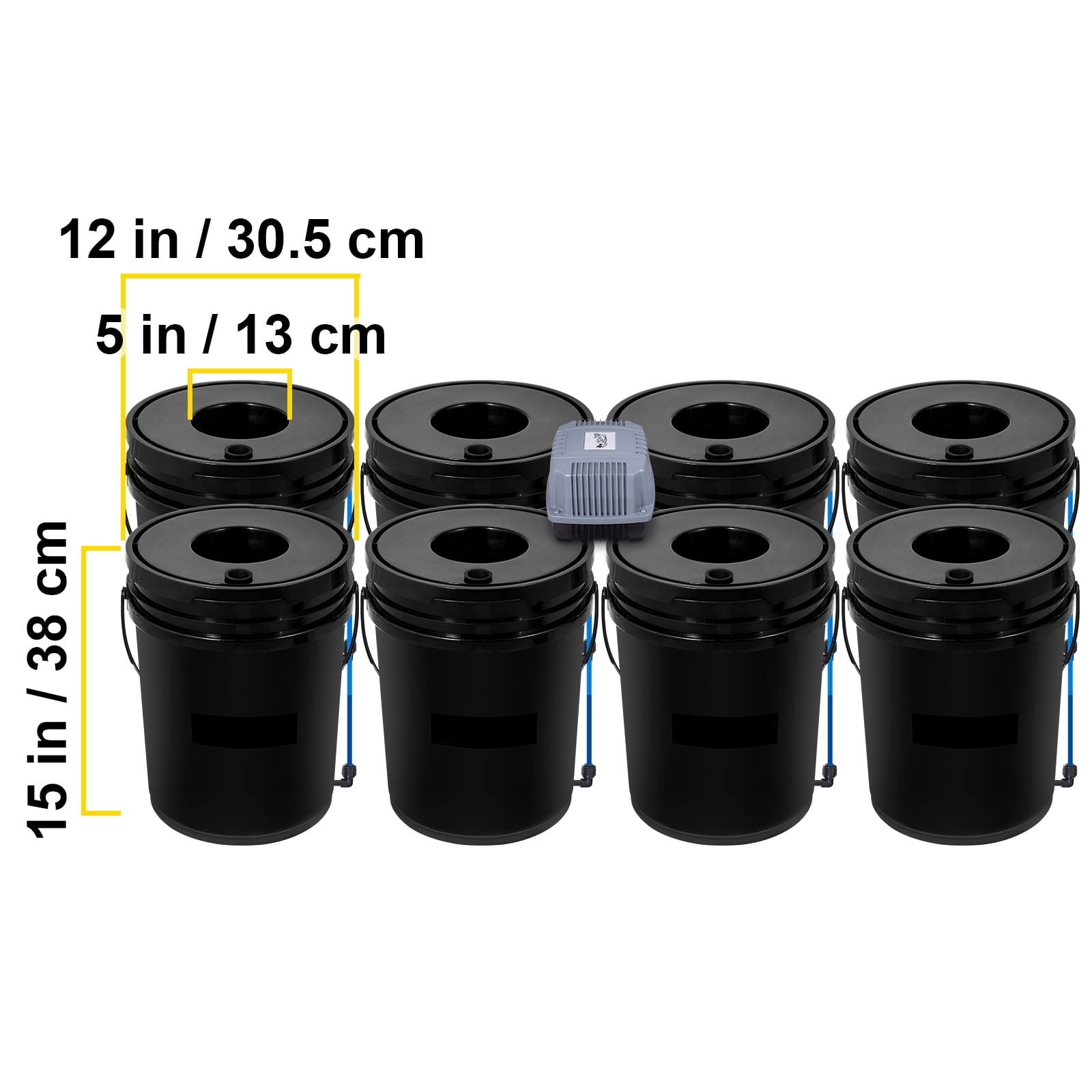 KFFKFF DWC Hydroponic System, 5 Gallon 8 Buckets, Deep Water Culture G