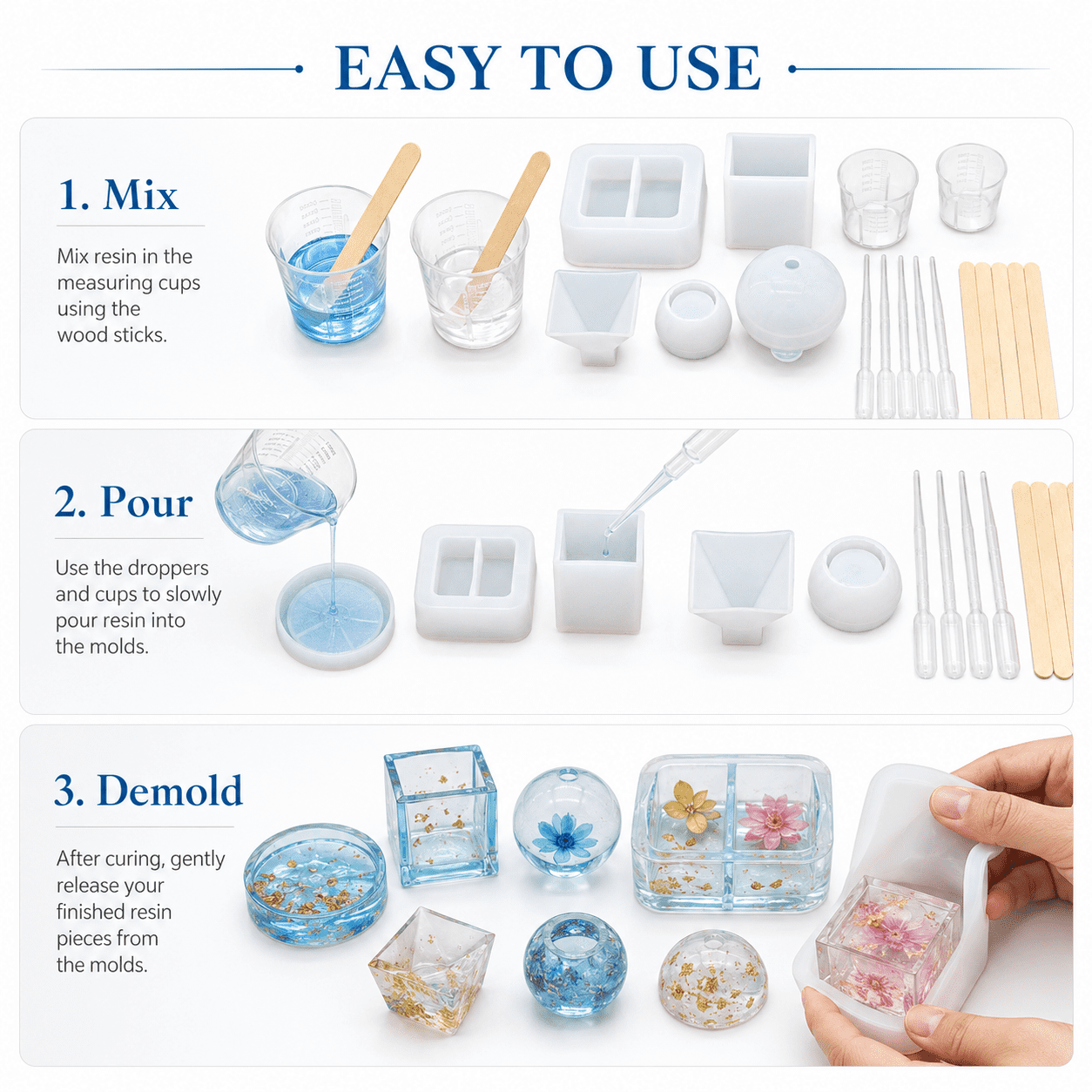 Kabuer Silicone Epoxy Resin Molds and DIY Casting Tool Kit, 21-Piece