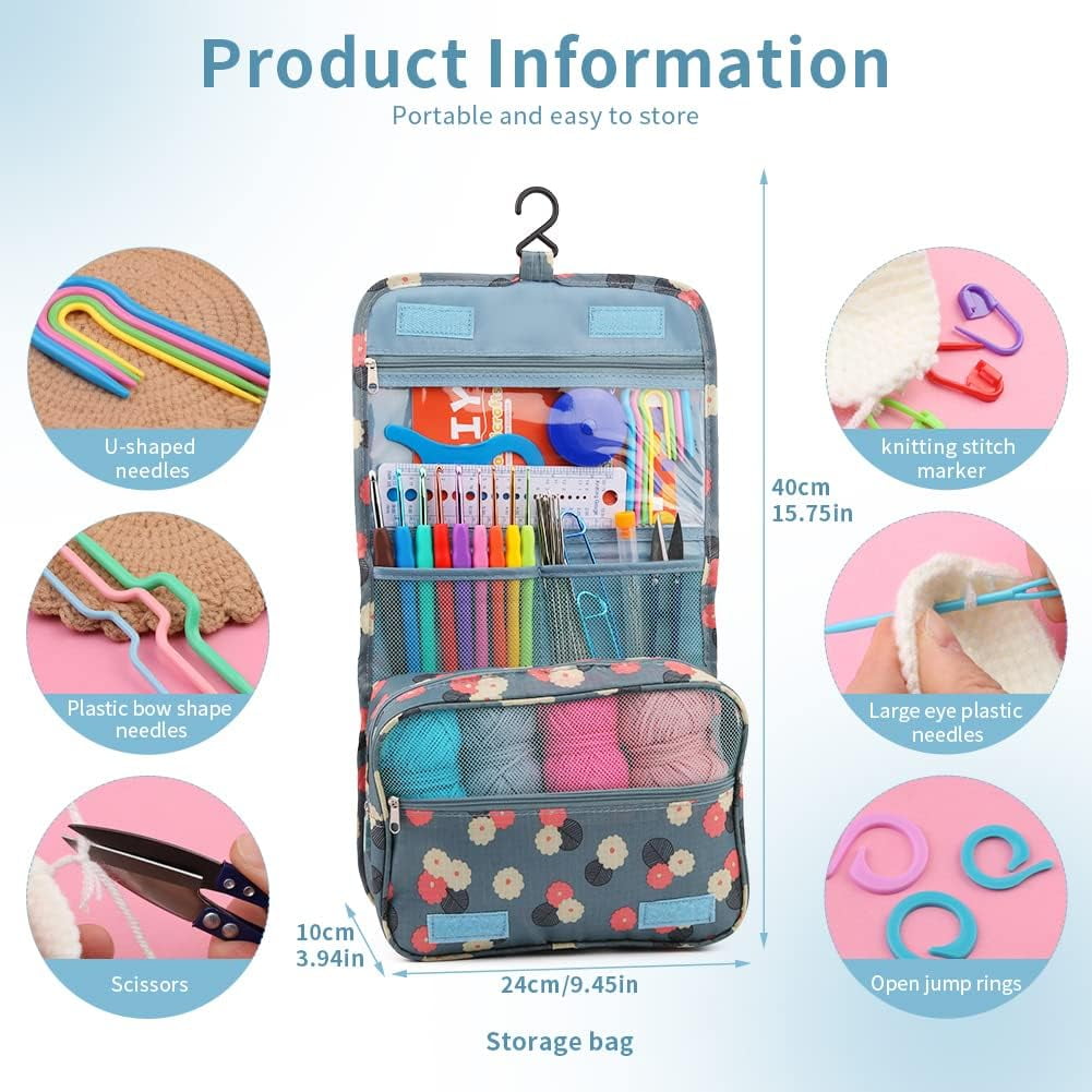 Wiher Complete Crochet Kit for Beginners,130 Pcs Crochet Kit Including