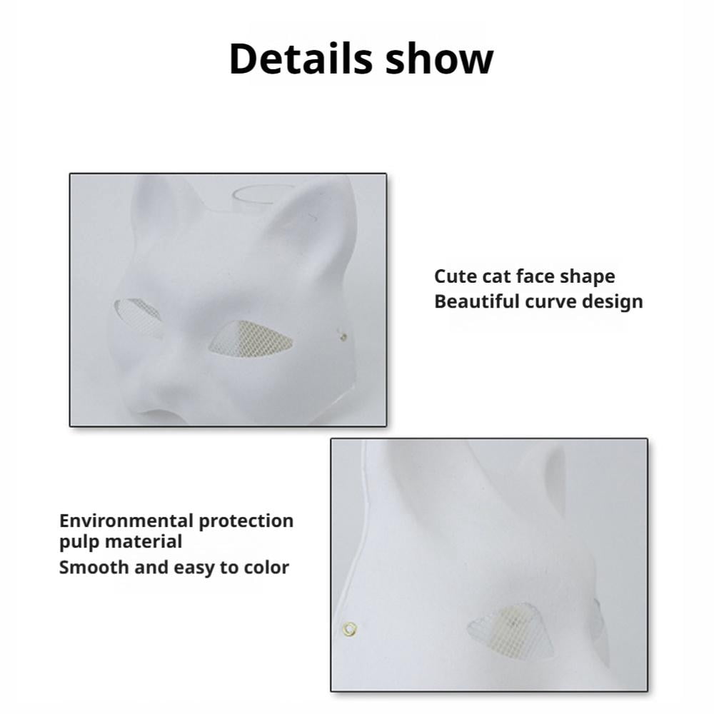 DIY Cat Mask Craft Kit, Blank Paper Mask with Colored Felt & Plush Fab
