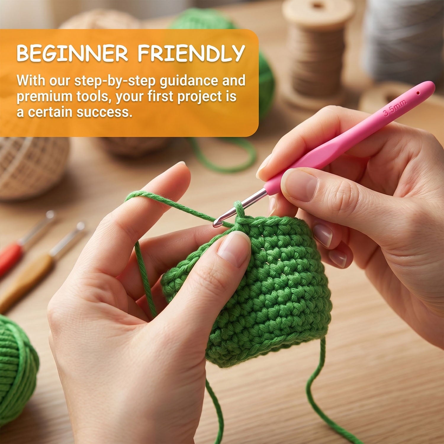 HearthLoop Beginner Crochet Kit – Bunny Amigurumi with Yarn, Hook &
