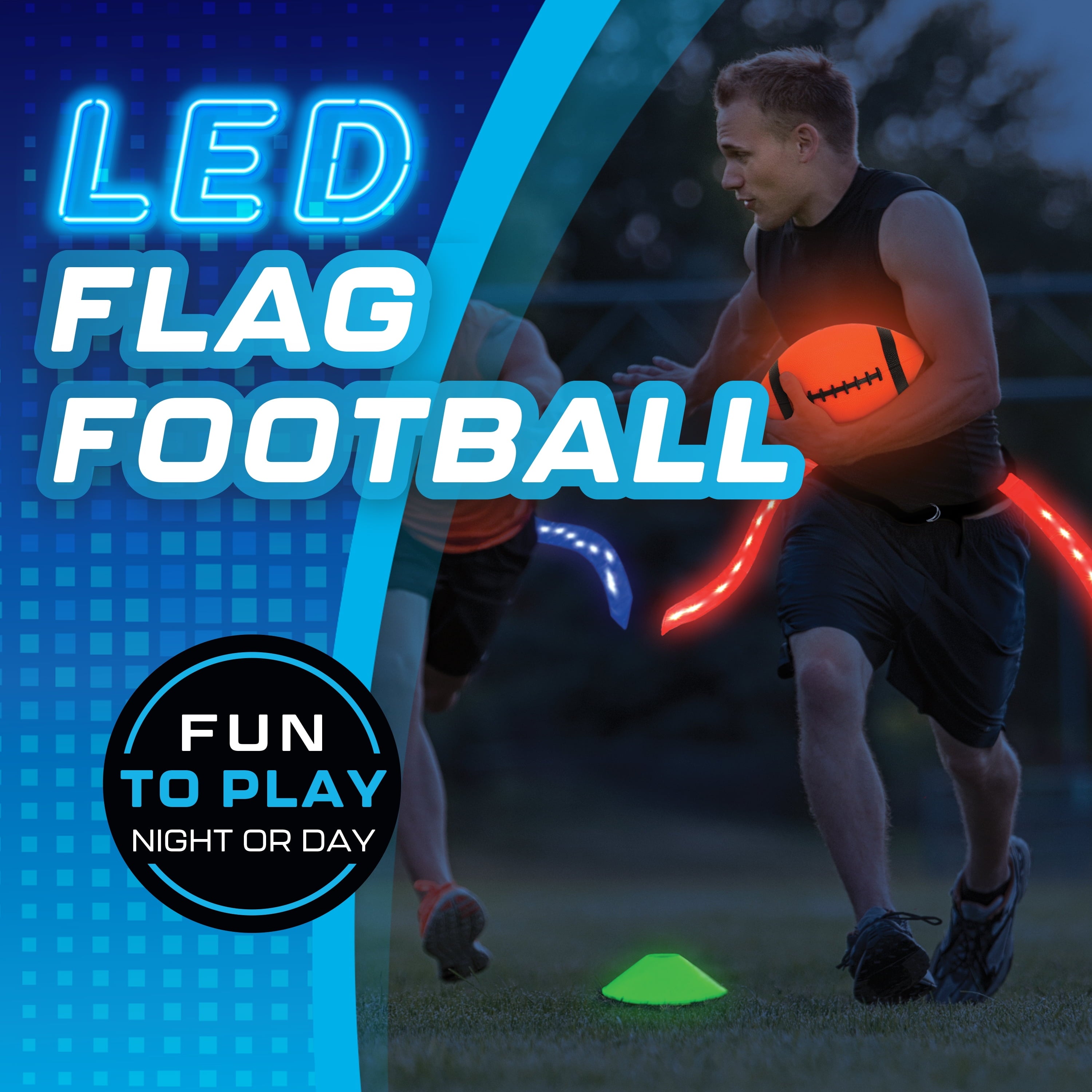 LED Flag Football, Light-Up Outdoor Sports Game, for All Ages, by Minn
