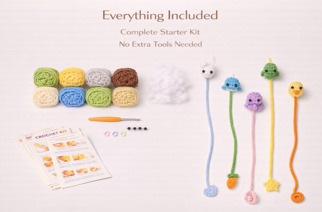 6 Pack Animal Bookmark Crochet Kit for Beginners, Christmas Amigurumi