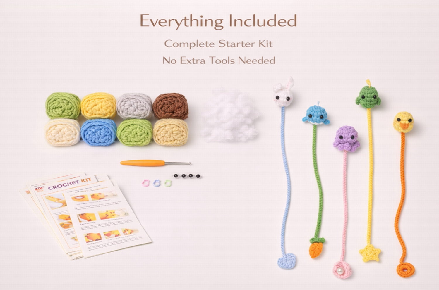 6 Pack Animal Bookmark Crochet Kit for Beginners, Christmas Amigurumi