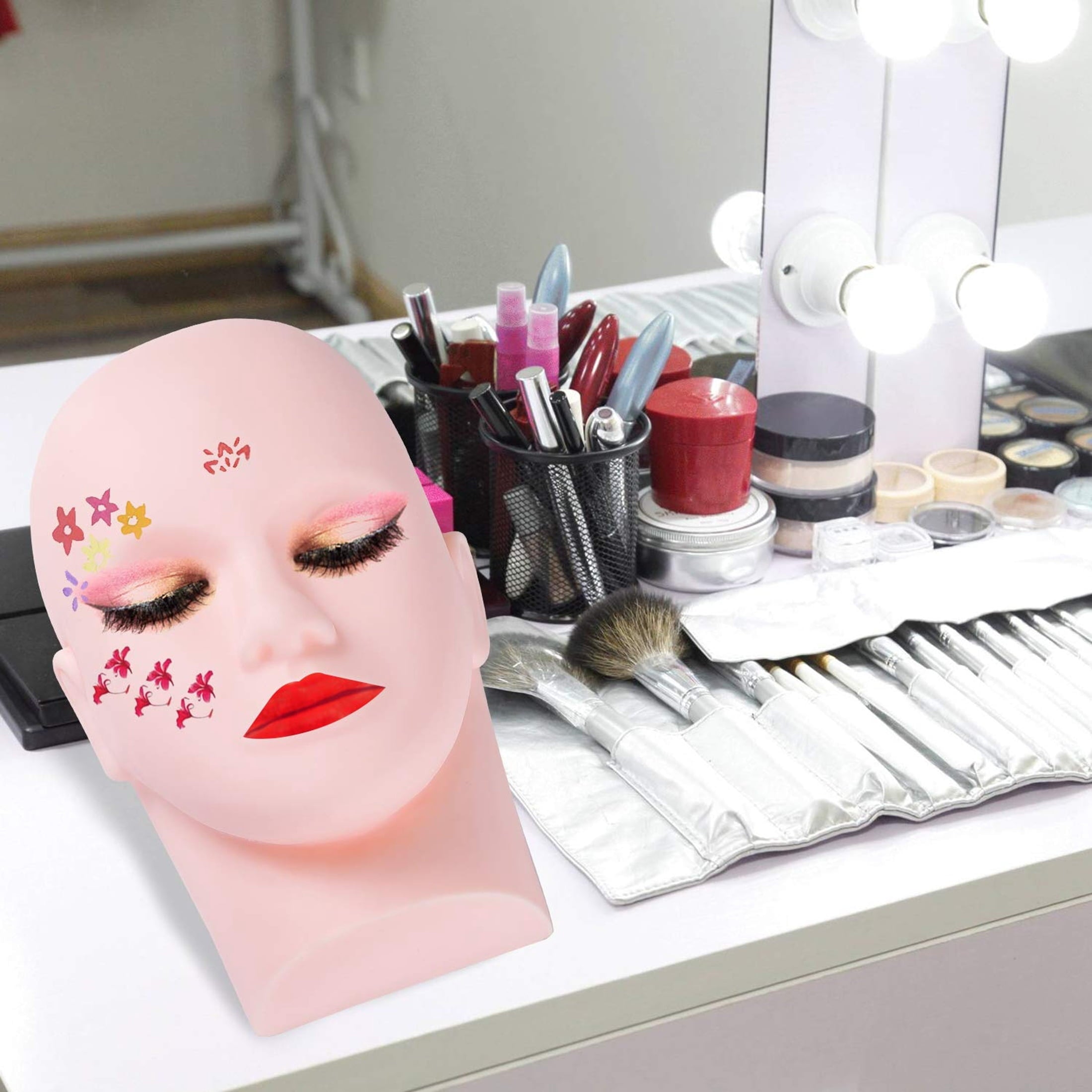 ICERUN Pro Training Mannequin Flat Head Practice Make Up Eye Lashes Ey