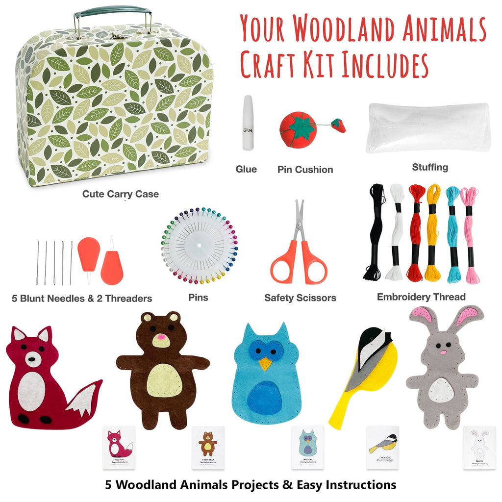 CraftLab Woodland Animals Kids Beginner Sewing Kit, Educational Arts &