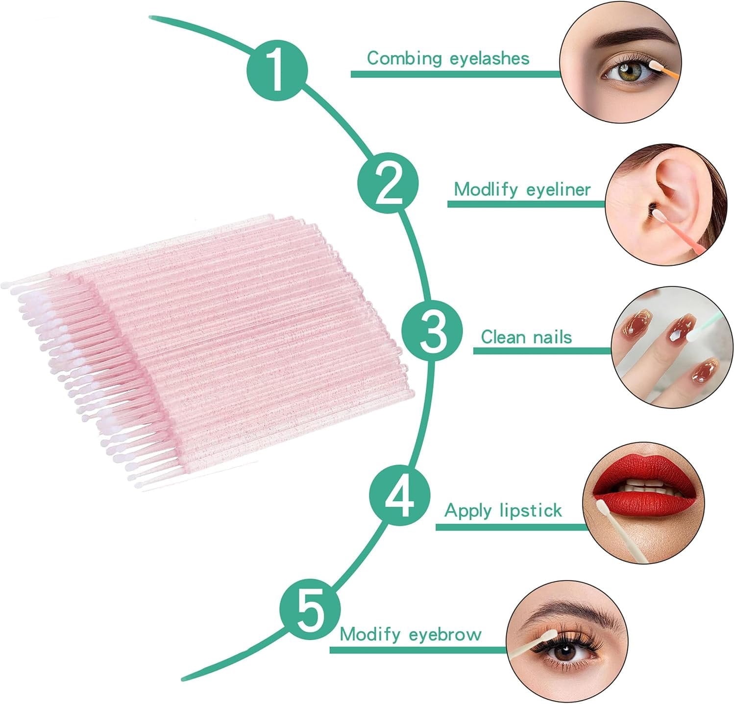 200 count Disposable Mascara Wands Lip Applicator Makeup Brush Sets, 5
