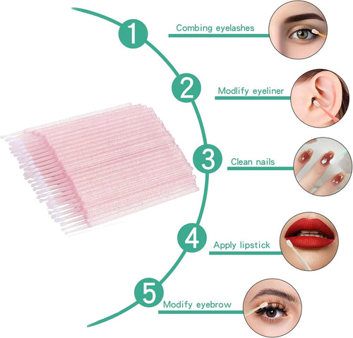 200 count Disposable Mascara Wands Lip Applicator Makeup Brush Sets, 5