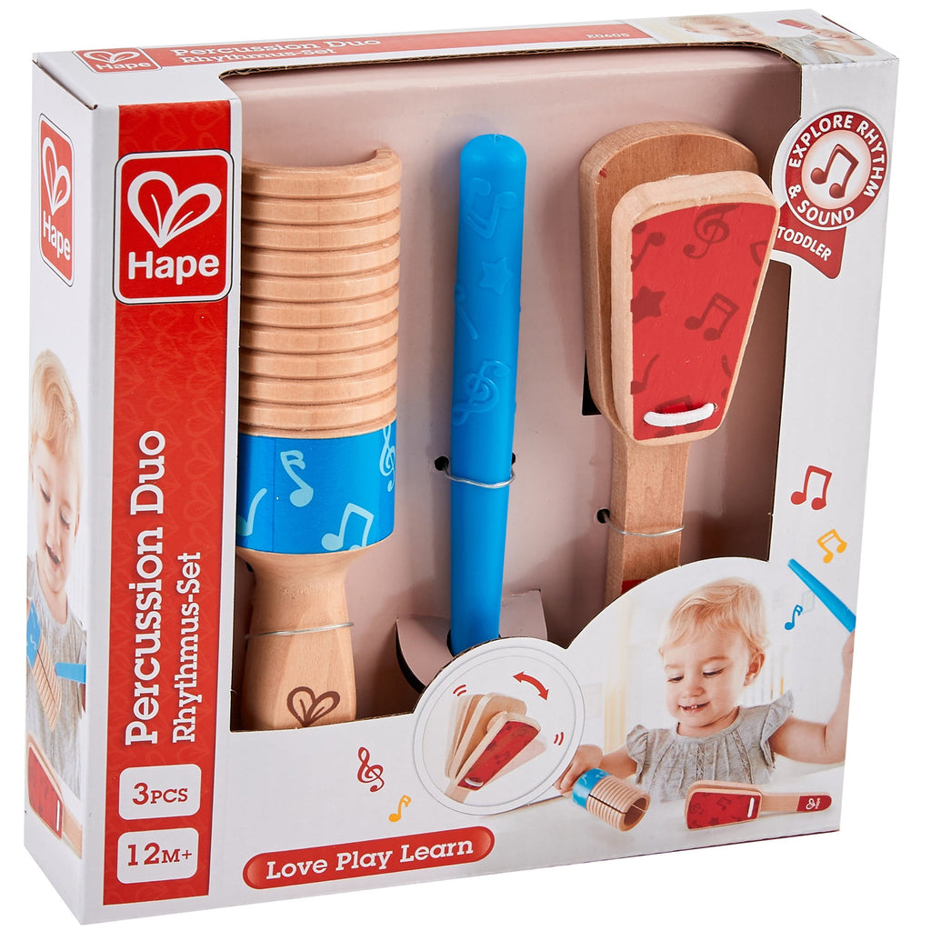 Hape: Percussion Duo - Wooden Clapper & Guiro Hand Musical Instruments
