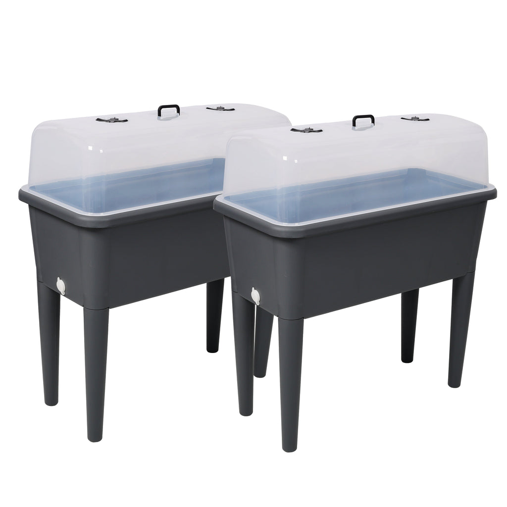 2 PCS Raised Garden Bed with Ventilated Transparent Greenhouse Lid