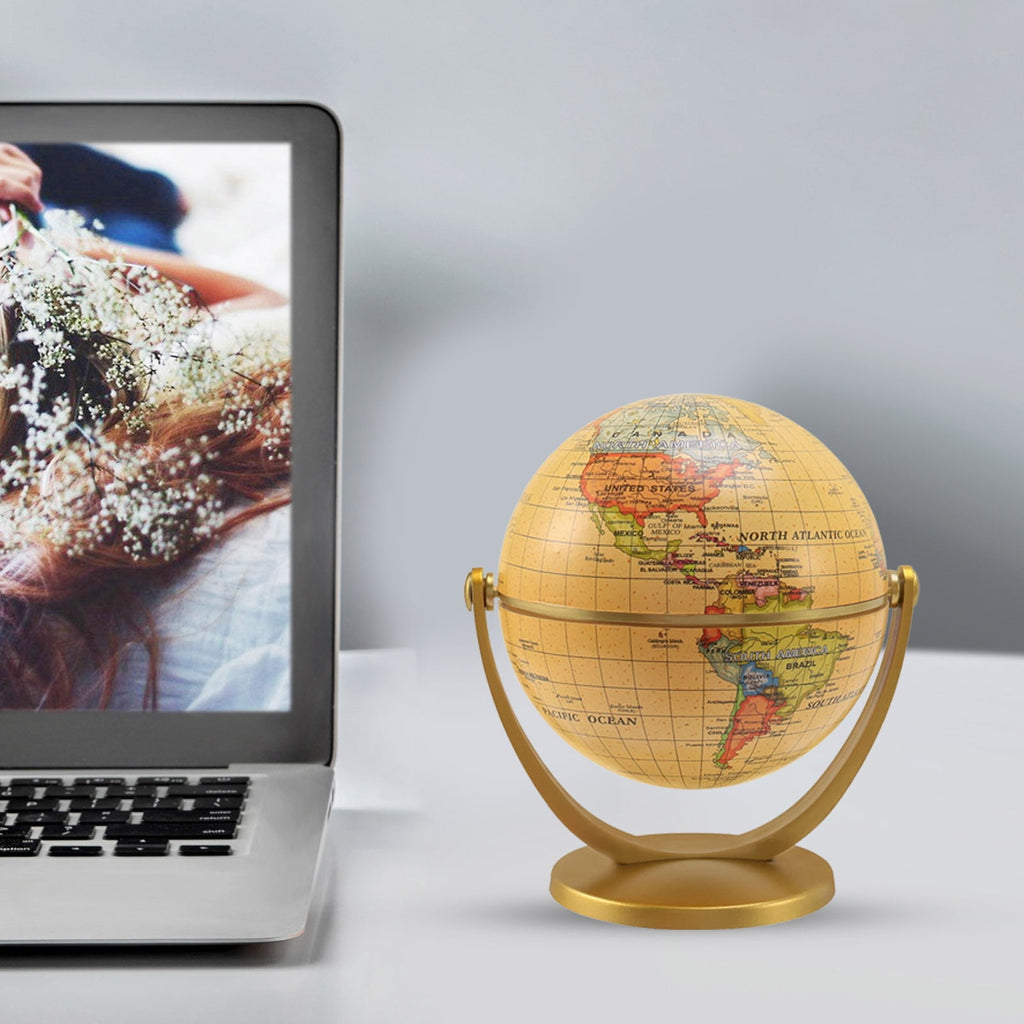 Retro Rotating World Globe Earth Antique Home Office Desktop Decor Geo