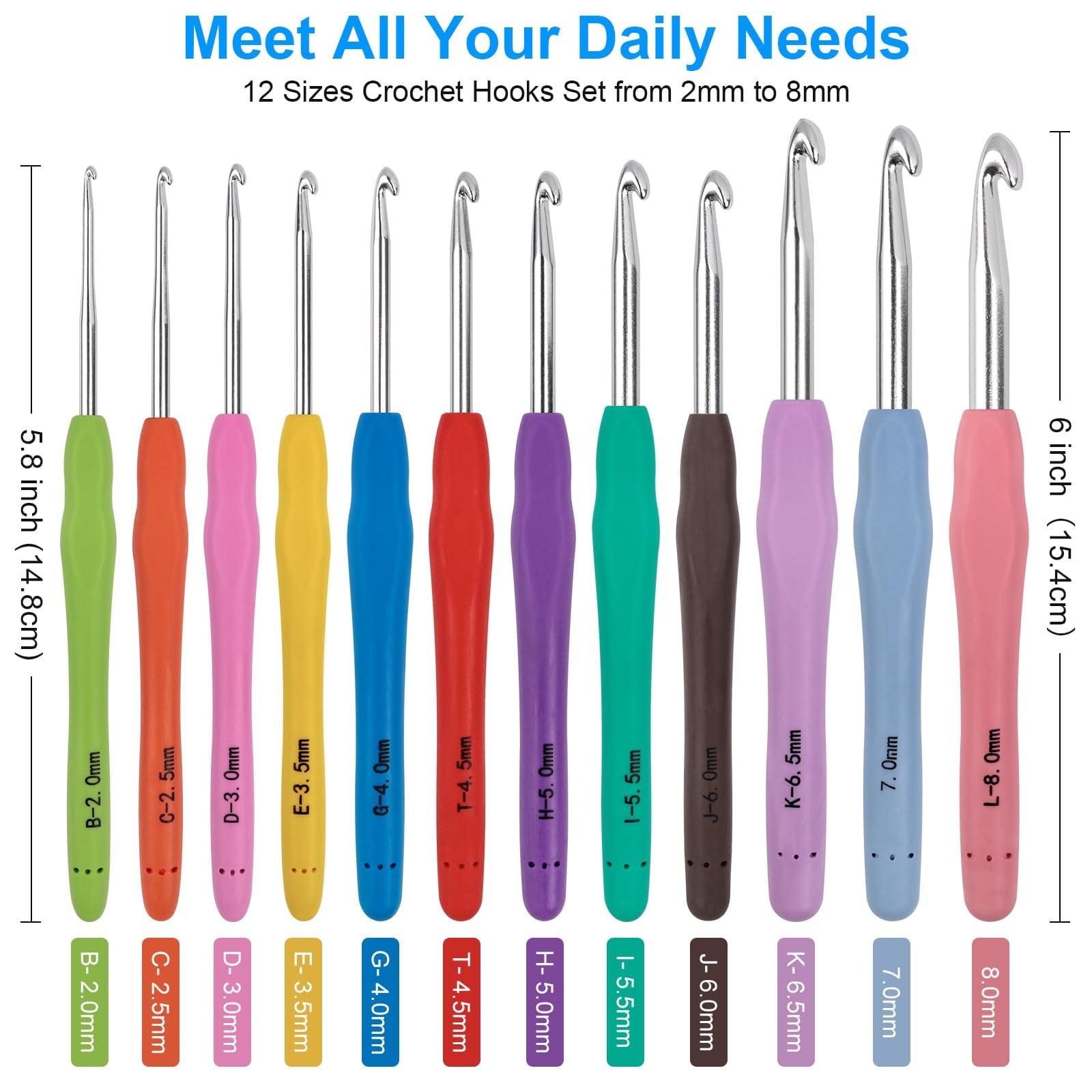 Sherry Crochet Hooks 12 Sizes Crochet Hook Set, 41 Pack Yarn Crochet K