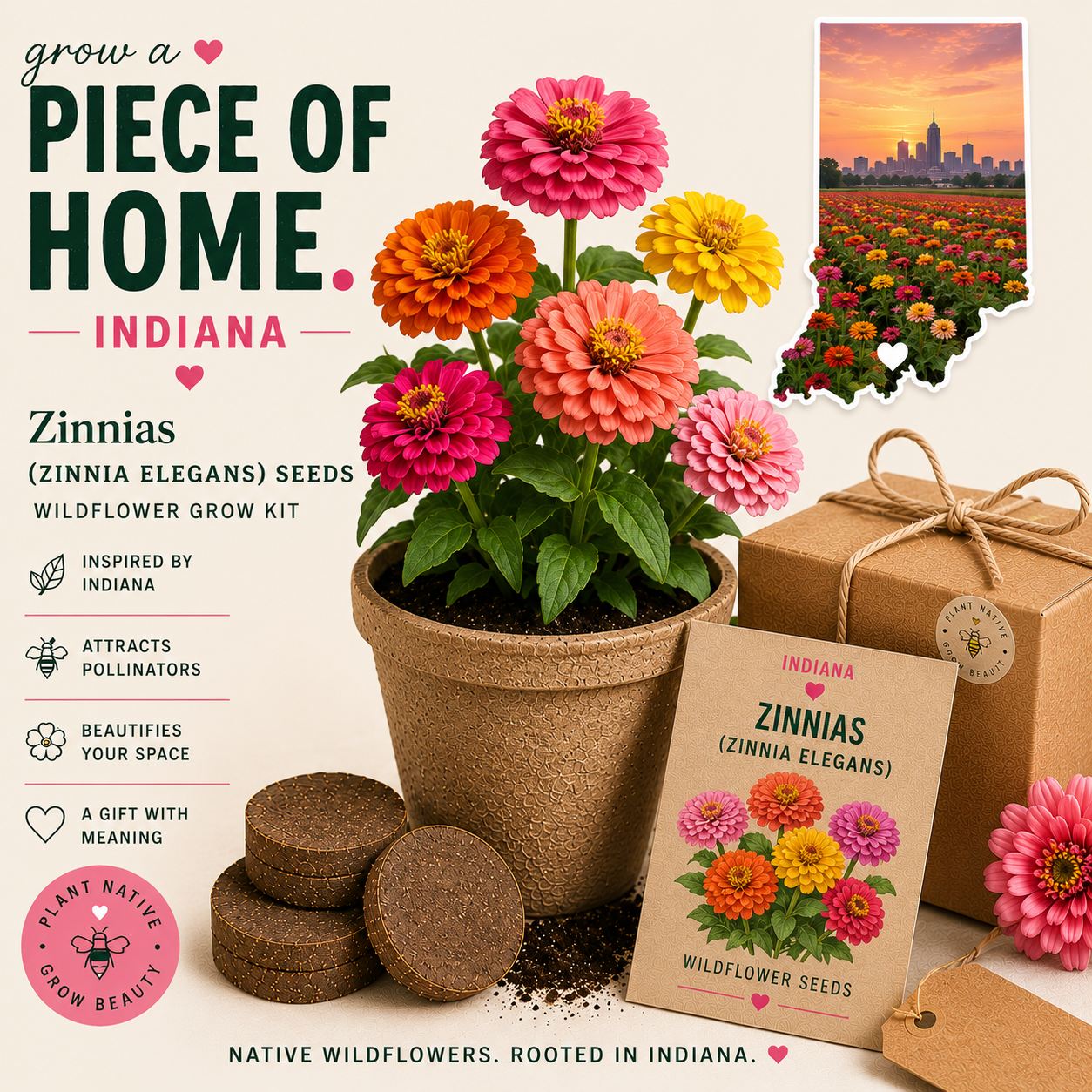 Indiana Zinnia Grow Kit