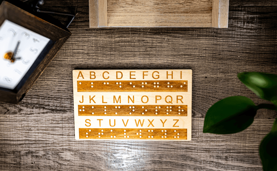Braille Alphabet Board, Tactile Raised Dots, Made in the USA